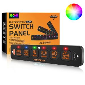Auxbeam AS-R60 RGB SLIM SWITCH PANEL, TOGGLE/ MOMENTARY/ PULSED MODE SUPPORTED(ONE-SIDED OUTLET) QP011578