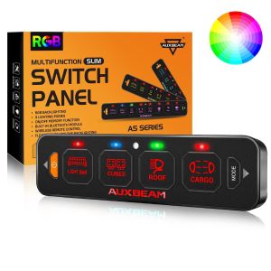 Auxbeam AS-R40 RGB Slim Switch Panel, Toggle/ Momentary/ Pulsed Mode Supported(One-Sided Outlet) QP011664