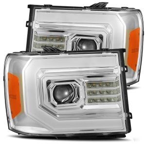AlphaRex Projector Headlights Plank Style Design Chrome for 07-13 GMC Sierra 880604