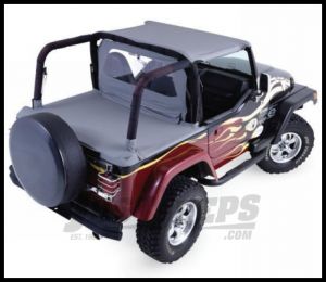 Rampage Rear Tonneau Cover Diamond Black For 1997-06 Jeep Wrangler TJ  With Factory Soft Top Folded 761035