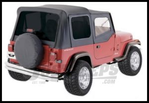 Rampage Soft Top OEM Replacement Skin & Windows With Upper Door Skins Denim Black With Tinted Windows For 1987-95 Jeep Wrangler YJ 99415