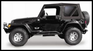 Rampage Soft Top OEM Replacement Skin & Windows Fits Full Steel Doors Denim Black With Tinted Windows For 1997-06 Jeep Wrangler TJ 99315