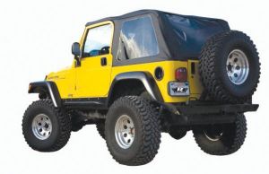 Rampage Frameless Soft Top Kit In Black Diamond With Tinted Windows For 1997-06 Jeep Wrangler TJ 109535