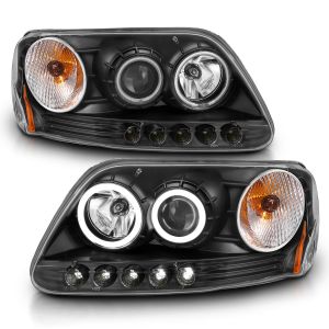 ANZO USA Projector Headlight Set w/Halo for 97-03 Ford F-150,2004 Ford F-150 Heritage,97-02 Ford Expedition 111097