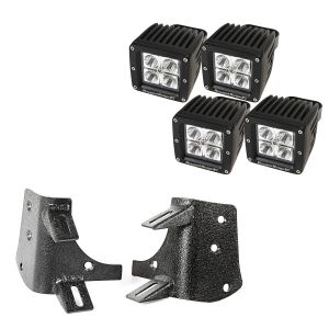 Rugged Ridge Dual A-Pillar LED Light Kit With 4 3" Square LED Driving Lights For 1997-06 Jeep Wrangler TJ & TJ Unlimited Models 11232.38