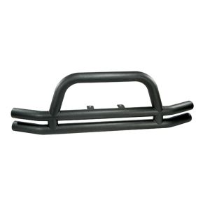 Rugged Ridge Double Tube Front Bumper with Hoop in Textured Black 1976-06 Wrangler YJ TJ and CJ Series 11561.01