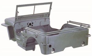 Omix-ADA Body Tub Kit Steel For 1944-45 Willys MB Includes body tub, hood, 2 fenders and windshield frame 12001.02