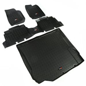 Rugged Ridge 4-Piece Floor Liner Kit In Black For 2007-10 Jeep Wrangler Unlimited JK 4 Door 12988.01