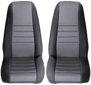 Rugged Ridge Neoprene Custom-Fit Front Seat Covers Gray on black 1997-02 TJ Wrangler 13210.09