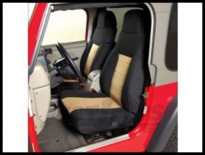 Rugged Ridge Neoprene Custom-Fit Front Seat Covers Tan on black 2003-06 TJ Wrangler, Rubicon and Unlimited 13213.04