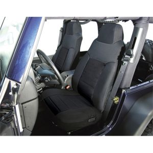Rugged Ridge Fabric Custom-Fit Front Seat Covers Black on black 1981-90 Jeep Wrangler YJ and CJ 13242.01