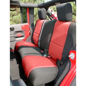 Rugged Ridge Custom Fit Neoprene Rear Seat Covers Black on Red 2007+ JK Wrangler 13265.53