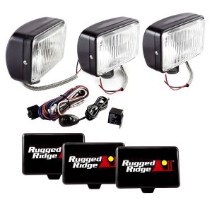 Rugged Ridge 5X7 Off Road Driving Light Kit with Wiring Harness in Black 100W (3 Piece) 15207.65