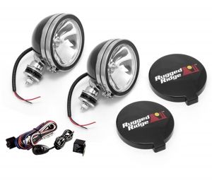 Rugged Ridge 6" Round Off Road Fog Light Kit with Wiring Harness in Black 100W (Pair) 15207.51