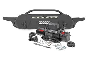 Rough Country Front Bumper Hybrid 20" Blk LED 9500-Lb Winch Syn For 16-23 Toyota Tacoma 10722