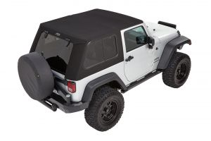 Bestop Trektop Pro Soft Top in Black Twill w/ Jeep Logo for 07-18 Jeep Wrangler JK 2 Door 5446217