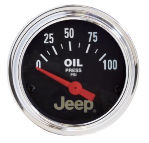 Auto Meter Jeep Logo 2 1/16" Diameter Electrical Oil Pressure Gauge (Measures from 0 - 100 PSI) 880240