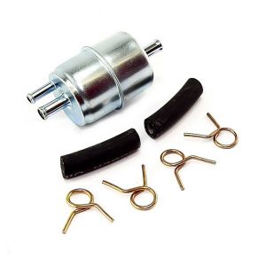 Omix-ADA Fuel Filter Kit For 1974-90 Jeep CJ Series & Wrangler YJ With Hoses & Clamps (Double Outlet Design) 17718.02