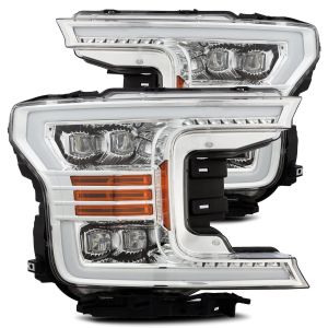 AlphaRex LED Projector Headlights Plank Style Design Chrome for 18-20 Ford F-150 880181