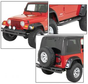 Quadratec QR3 Front Tube Bumper without Hoop, Rear Tube Bumper & Free Side Steps for 87-06 Jeep Wrangler YJ & TJ 12061J-