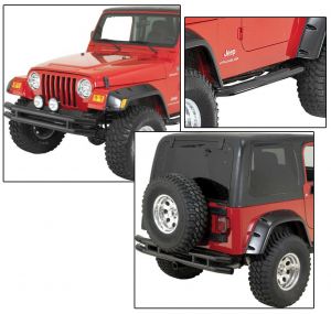 Quadratec QR3 Front Tube Bumper without Hoop, Rear Tube Bumper with Hitch & Free Side Steps for 87-06 Jeep Wrangler YJ & TJ 12061JH-