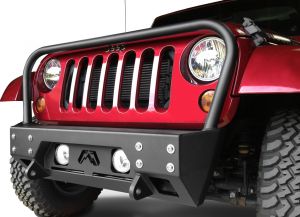Fab Fours FMJ Front Stubby Winch Bumper with Grille Guard for 07-18 Jeep Wrangler JK, JKU JK07B18561