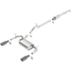 Borla T-304 Stainless Steel Cat-Back Split Rear Exhaust with Black Chrome Tips for 12-18 Jeep Wrangler Unlimited JK 4 Door with 3.6L Pentastar V6 Engine 140459BC