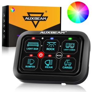 Auxbeam RGB Series 6 Gang LED Switch Panel,Off Road Light Controller(ONE-SIDED OUTLET) QP010783