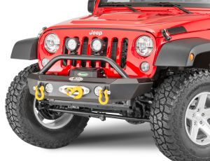 LoD Offroad Offroad Signature Series Shorty Front Winch Bumper with Bull Bar for 07-18 Jeep Wrangler JK for Warn PowerPlant Winch JFB0737