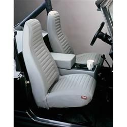 BESTOP Front High Back Bucket Seat Covers In Grey Denim For 1976-91 Jeep Wrangler & CJ Series 2922709