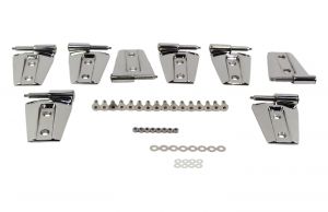 Kentrol Body Door Hinge Set in Polished Stainless Steel For 2007-18 Jeep Wrangler JKU 4 Door Models (8-Piece) 30576