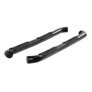 Aries Automotive 3" Round Side Bars In Semi Gloss Black For 2007-18 Jeep Wrangler JK Unlimited 4 Door Models 35700