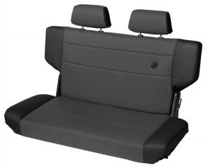 BESTOP TrailMax II Fold & Tumble Rear Bench Seat With Fabric Front In Black Denim For 1997-06 Jeep Wrangler TJ 3943915
