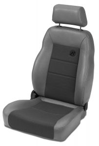 BESTOP TrailMax II Pro Front Reclining Driver Seat With Fabric Front In Grey Denim For 1976-06 Jeep CJ Series, Wrangler YJ & Wrangler TJ Models 3946109