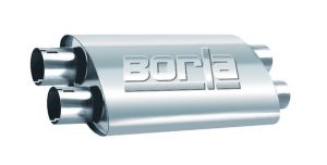 Borla ProXS Muffler 2.25" Dual Inlet/ 2.25" Dual Outlet 4" x 9.5" Oval 19" Long Body 24" Overall Length 400287