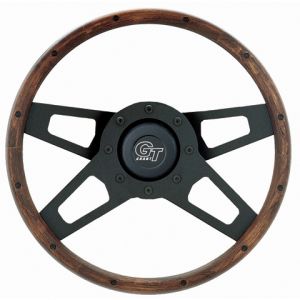 Grant Products Challenger Series Steering Wheel With Black Spokes & Walnut Finish Grip For 1946-95 Jeep CJ Series, Wrangler YJ & Cherokee XJ 404