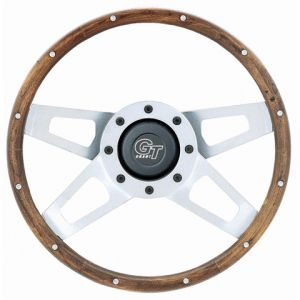 Grant Products Challenger Series Steering Wheel With Silver Spokes & Walnut Finish Grip For 1946-95 Jeep CJ Series, Wrangler YJ & Cherokee XJ 405