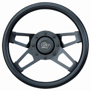 Grant Products Challenger Series Steering Wheel With Black Spokes & Black Cushion Grip For 1946-95 Jeep CJ Series, Wrangler YJ & Cherokee XJ 414