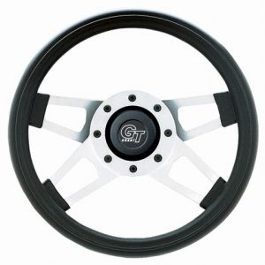 Grant Products Challenger Series Steering Wheel With Silver Spokes & Black Cushion Grip For 1946-95 Jeep CJ Series, Wrangler YJ & Cherokee XJ 415