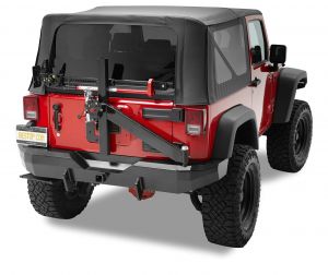 BESTOP HighRock 4X4 Rear Bumper With Tire Carrier In Black For 2007-18 Jeep Wrangler JK 2 Door & Unlimited 4 Door Models 4293401