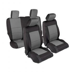 SmittyBilt Neoprene Front & Rear Seat Cover Kit in Black/Gray For 2013-18 Jeep Wrangler JK 2 Door Models 471522
