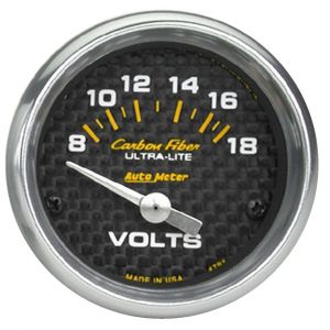 Auto Meter Carbon Fiber Series 2 1/16" Electronic Voltimeter 4791