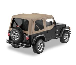 BESTOP Replace-A-Top With Half Door Skins & Tinted Windows In Dark Tan For 1997-02 Jeep Wrangler TJ Models 5112433