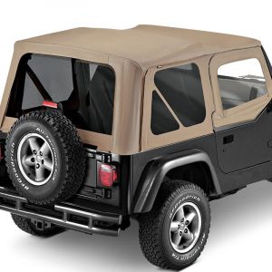 Pavement Ends Replay Replacement Top Dark Tan With Tinted Windows For 1997-02 Jeep Wrangler TJ (Fits With Half Steel Doors) 51197-33