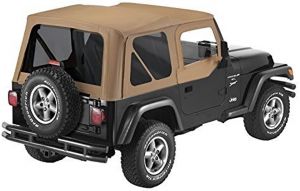 Pavement Ends Replay Replacement Top Dark Tan Denim With Tinted Windows For 1997-02 Jeep Wrangler TJ (Fits With Half Steel Doors) 51197-37