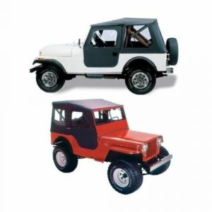 BESTOP Tigertop With 1 Piece Full Soft Doors In Black For 1941-49 Jeep CJ2A, MB & WWII 5140201