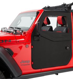 Bestop Front 2-Piece Fabric Doors For 2018+ Jeep Gladiator JT & Wrangler JL 2 Door & Unlimited 4 Door Models (Black Twill) 5175017