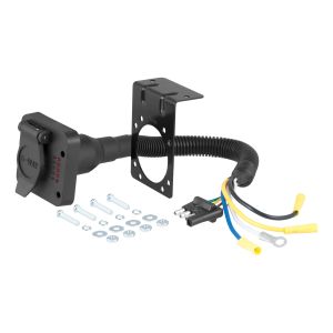 Curt Manufacturing Electrical Adapter with Tester (4-Way Flat Vehicle to 6-Way Round Trailer) 57626