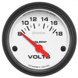 Auto Meter Phantom Series 2 1/16" Diameter Electrical Voltmeter 8-18 Volts 5791