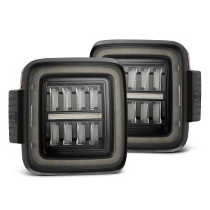 AlphaRex Prismatic LED Taillights Jet Black for 18-24 Jeep Wrangler 602010